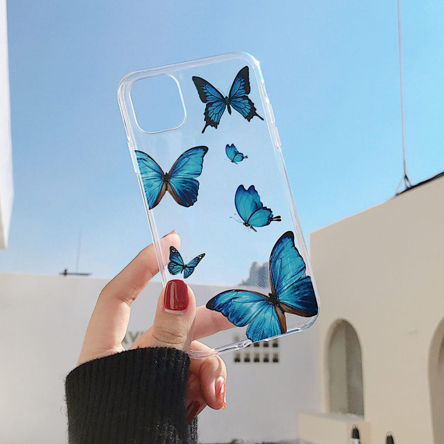 Blue Butterfly Clear iPhone 12 Case