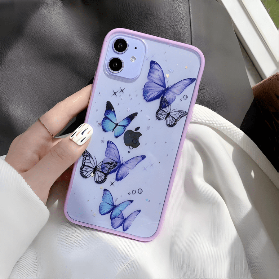 glitter butterfly phone case