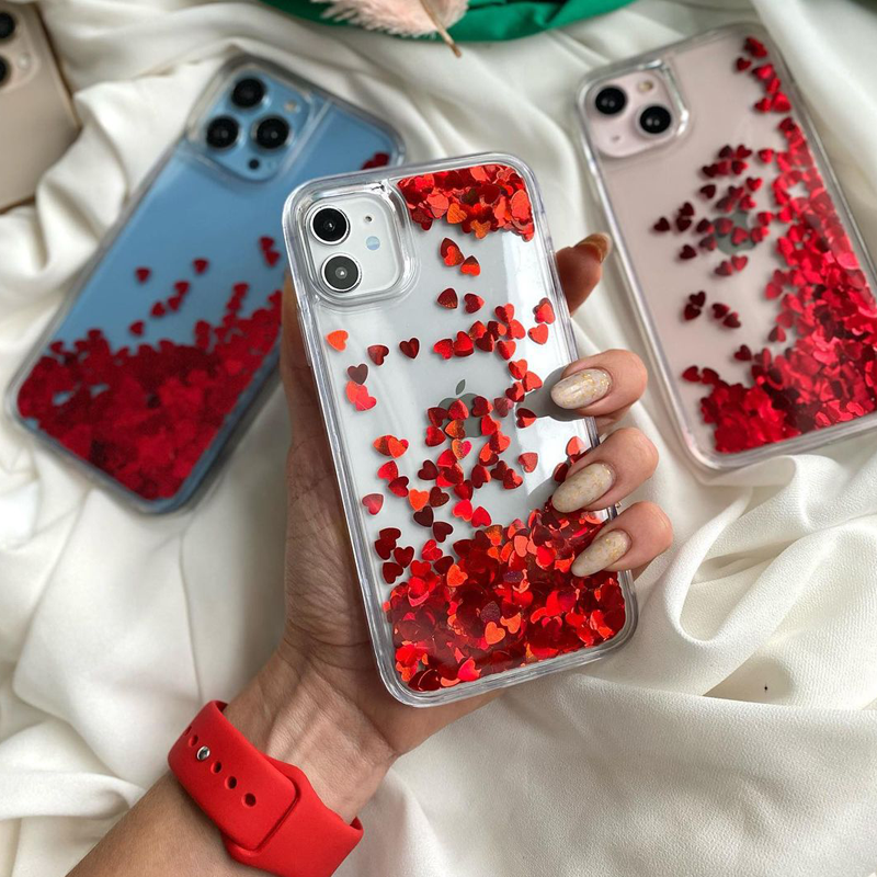 Glitter Red Hearts iPhone Case