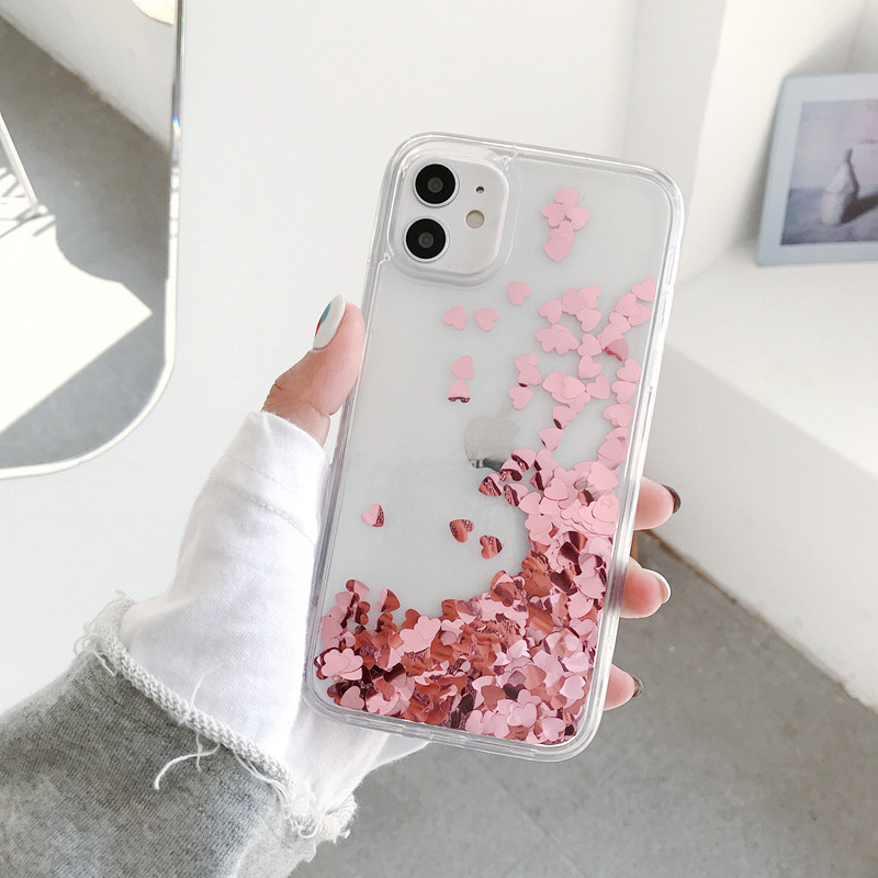 Heart Rose Gold Sequins iPhone Case