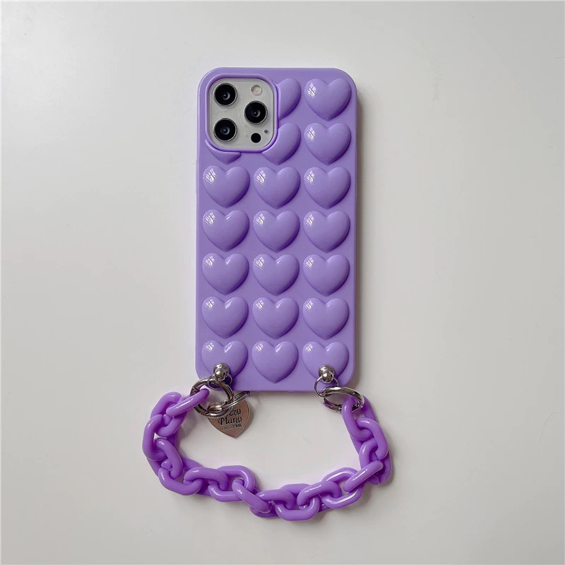 3D Love Heart Cases With Chain