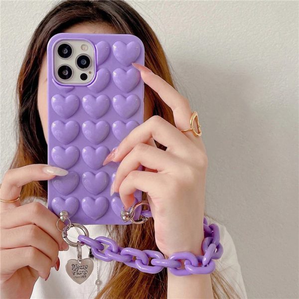 3D Love Hearts iPhone Cases With Chain