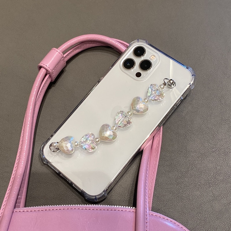 Crystal Heart Clear Chain iPhone 13 Pro Max Case