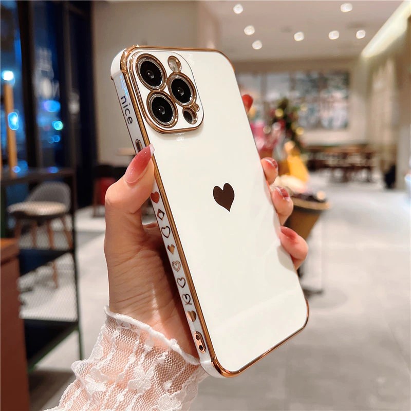 Electroplated White Heart iPhone Case