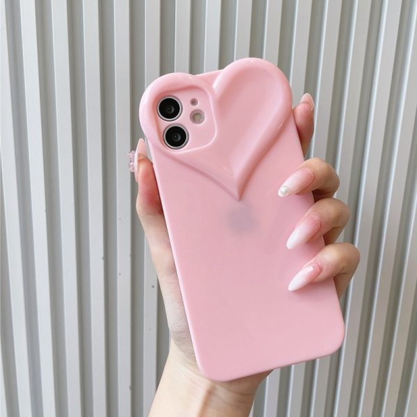 3D Pink Heart iPhone 12 Case