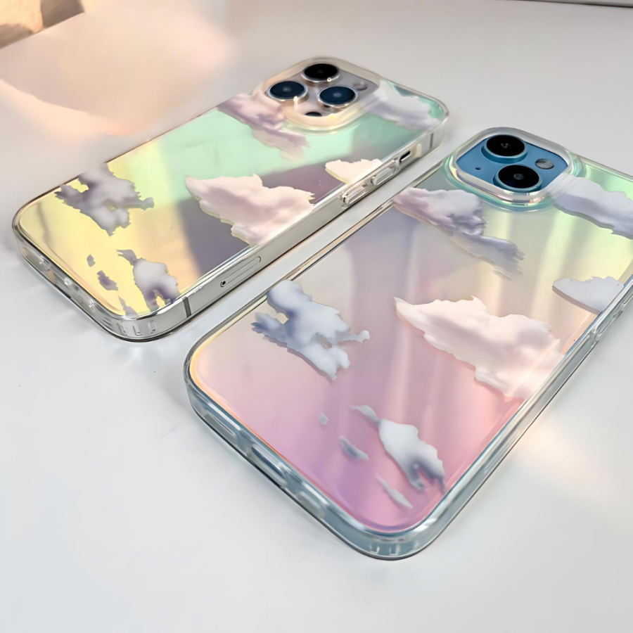 Holographic Aesthetic Clouds iPhone 14 Pro Max Case