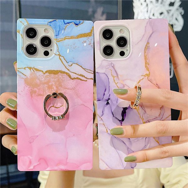 Marble Square iPhone 12 Pro Max Case With Ring Holder