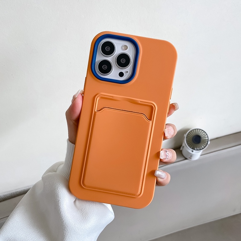 Orange Shockproof Case With Card Holder