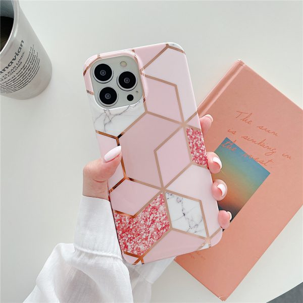 Pink Geometric Marble iPhone 14 Pro Max Case