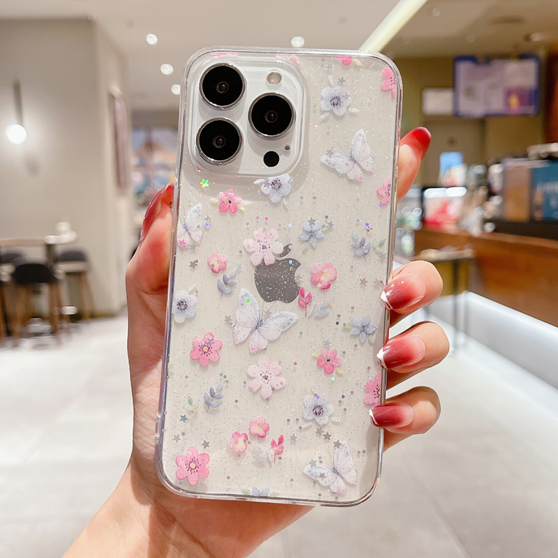 Glitter Floral iPhone 14 Pro Max Case