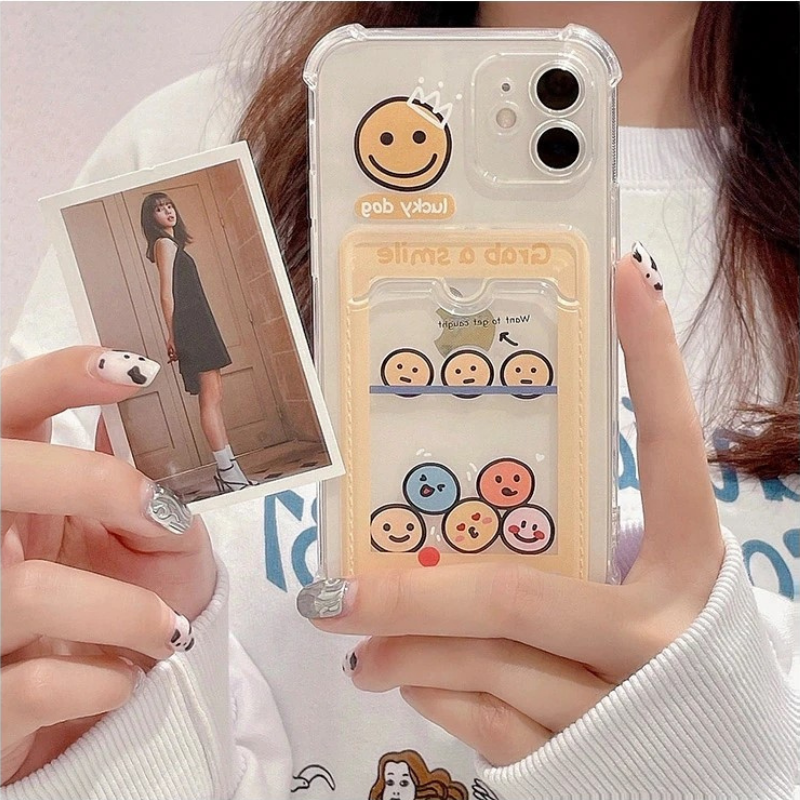 Smiley Face iPhone Case With Card Holder