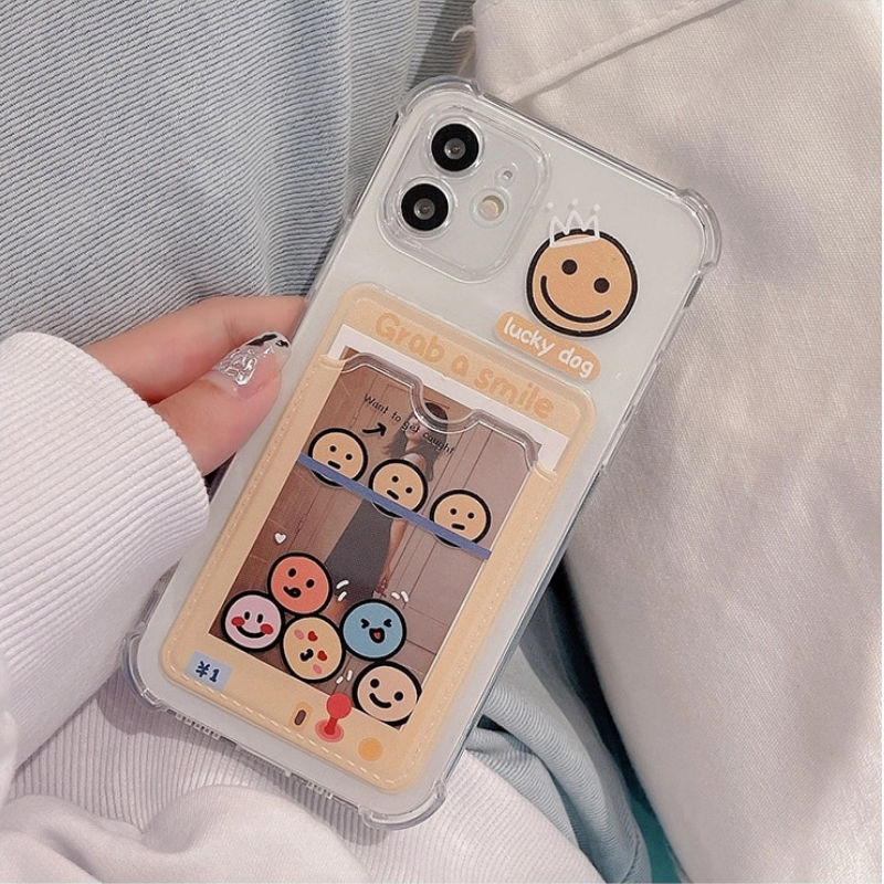 Smiley Face iPhone 11 Case With Card Holder