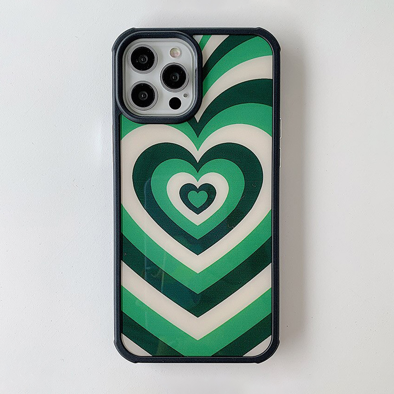 70s Green Matcha Heart iPhone 14 Pro Max Case