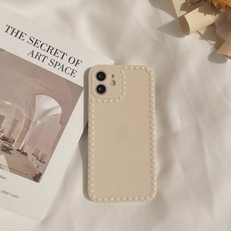 Sleek Hearts Cream iPhone Cases