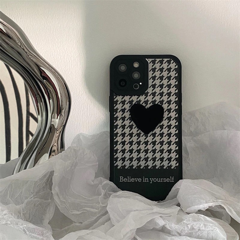 black & white houndstooth iPhone 12 pro max case - zicase
