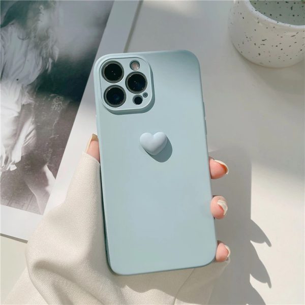 Cute Soft Blue Heart Phone Cover For iPhone