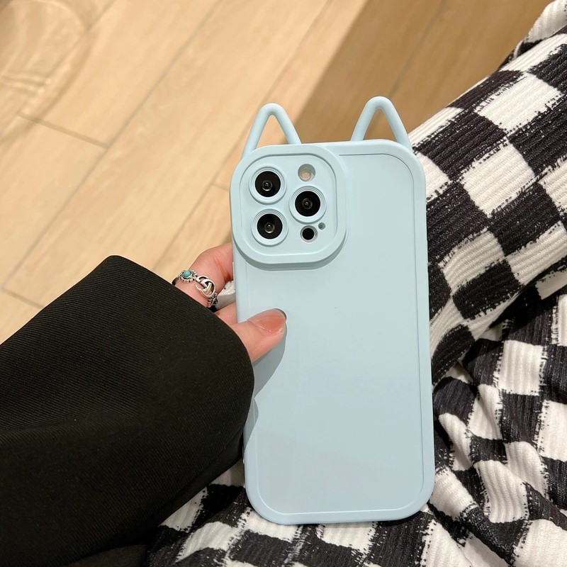 3D Blue Pastel Cat iPhone Case
