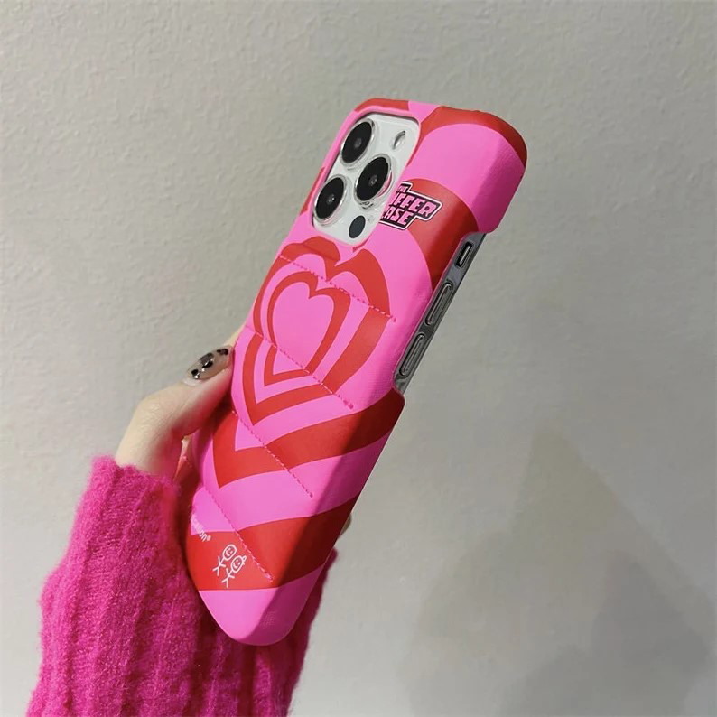70s Pink Heart Puffer iPhone 13 Pro Max Case