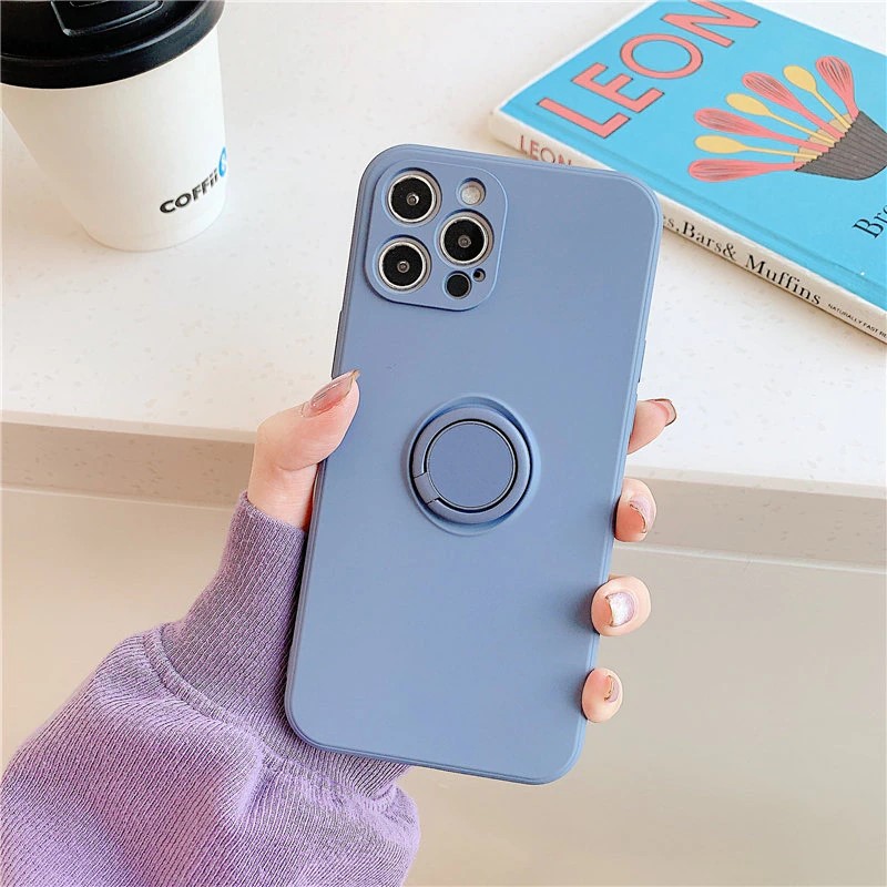 Pastel Blue Silicone & Ring Holder Case