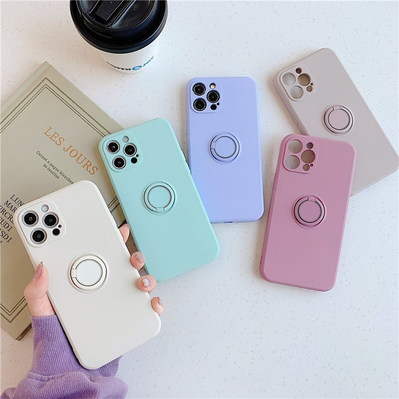 Pastel Silicone & Ring Holder iPhone Case