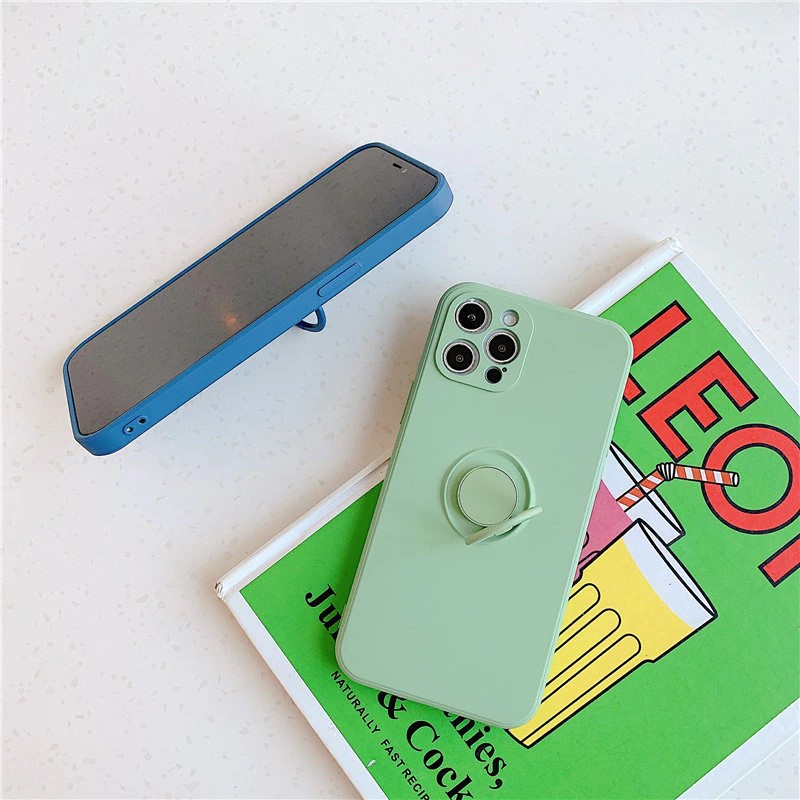 Soft Green Silicone Case With Ring Holder