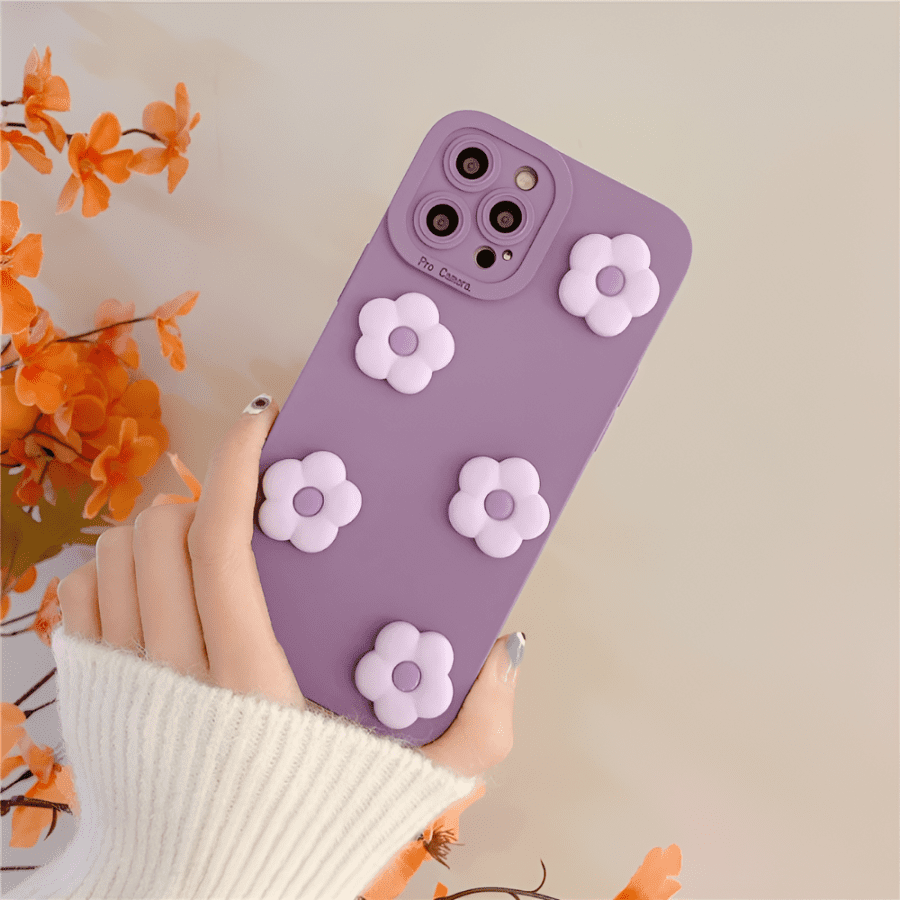 3D Purple Flower Phone Case - iPhone 13 Pro Max