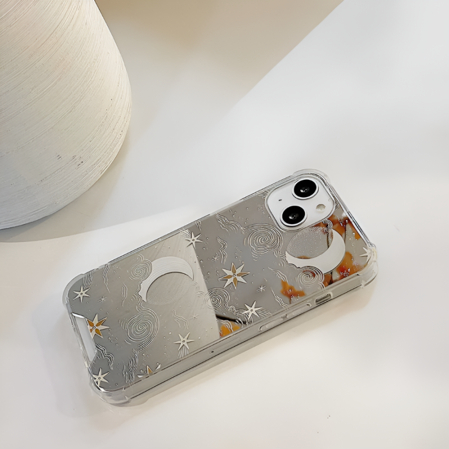 Celestial Moon & Star Mirror iPhone 15 Case