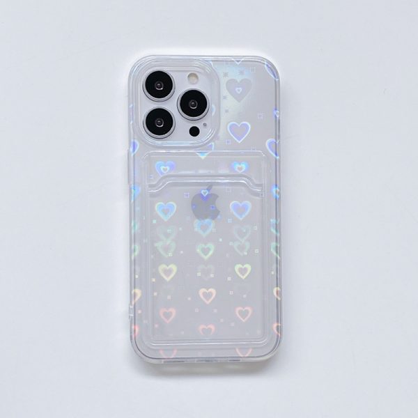 Holographic Hearts Case with Card Holder
