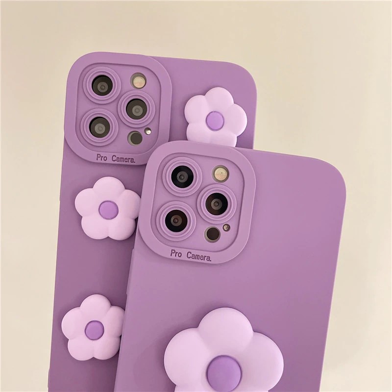 3D Purple Flowers iPhone 15 Pro Max Case