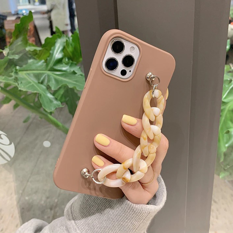 Silicone iPhone Case With Marble Chain