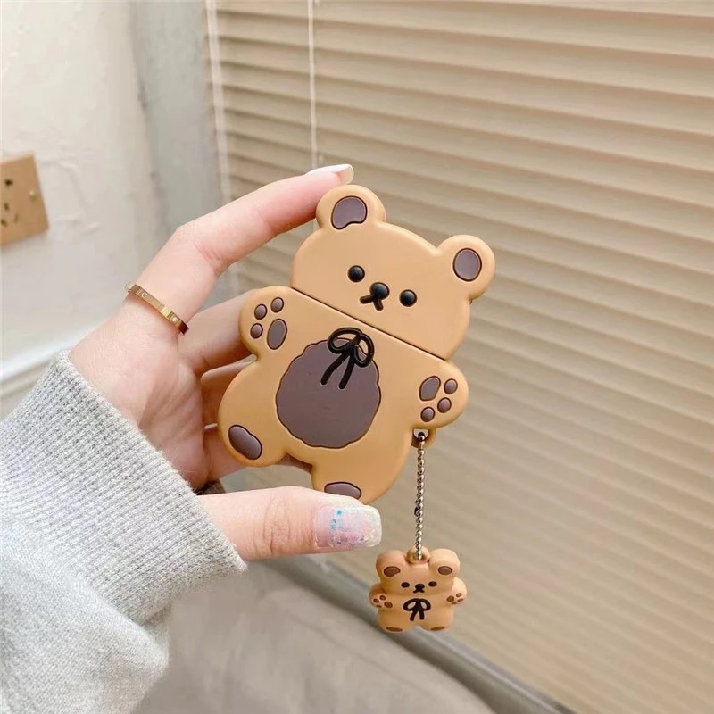 3D Brown Teddy Bear AirPod Case