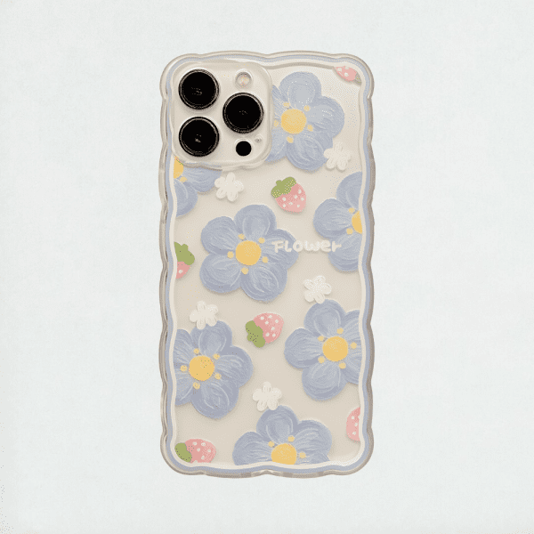 Blue Wavy Flowers iPhone 16 Pro Max Case