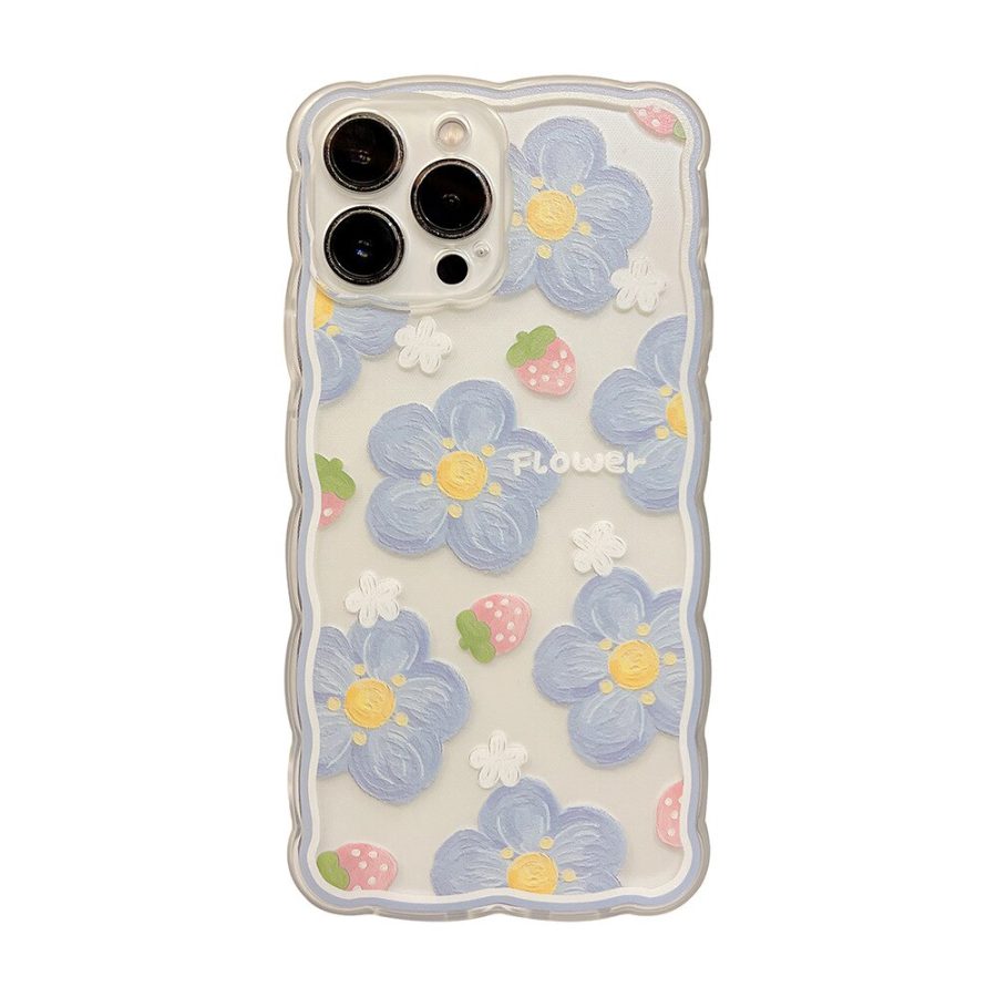 Blue Wavy Flowers iPhone 12 Pro Max Case