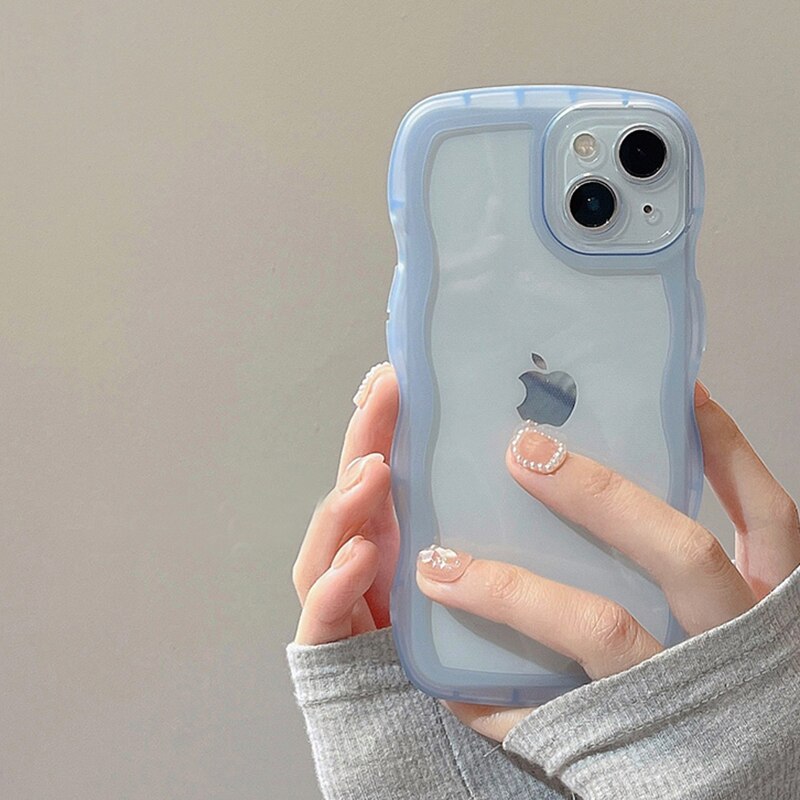 Clear Blue Wavy iPhone 13 Cases