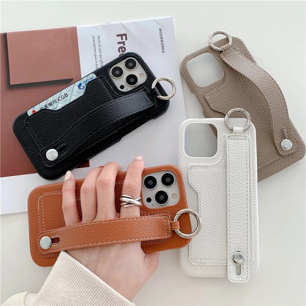 Leather iPhone 13 Pro Max Cases With Wrist Strap