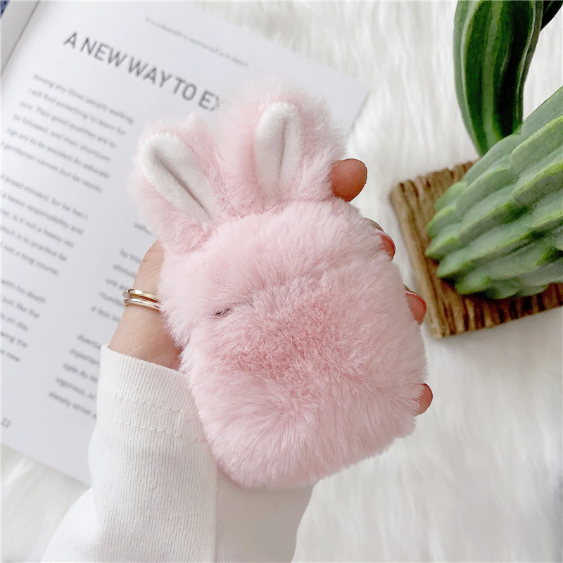 Plush Pink Bunny AirPods Cases
