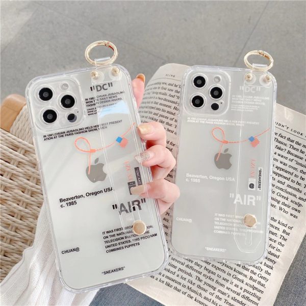 Off White Phone Case With Wrist Strap