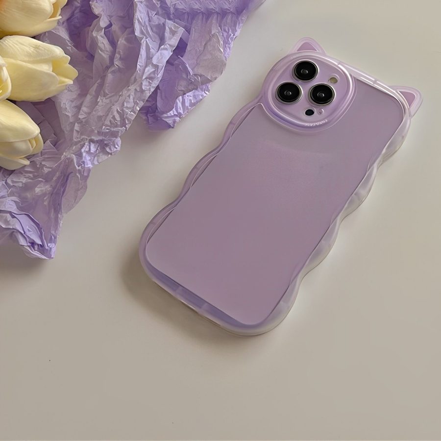 3D Cat iPhone 13 Pro Max Case - Purple Color