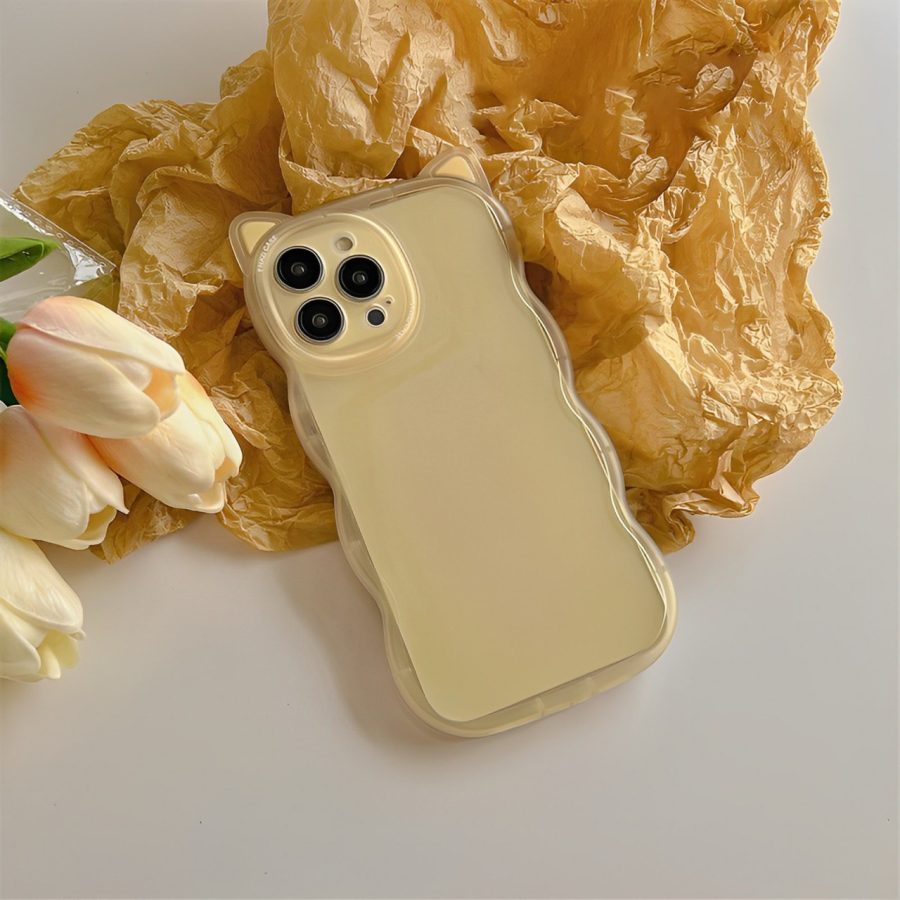 3D Cat iPhone 15 Pro Max Case - Yellow Color