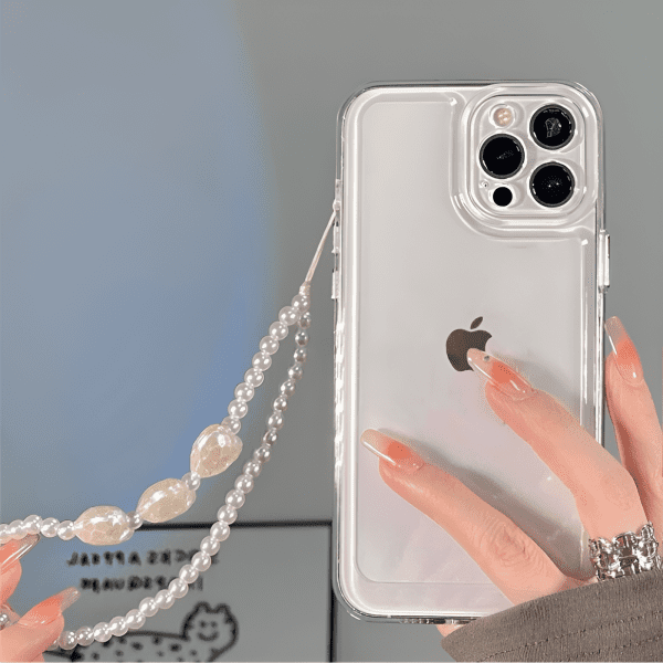 Clear iPhone Case With Pearl Heart Charm