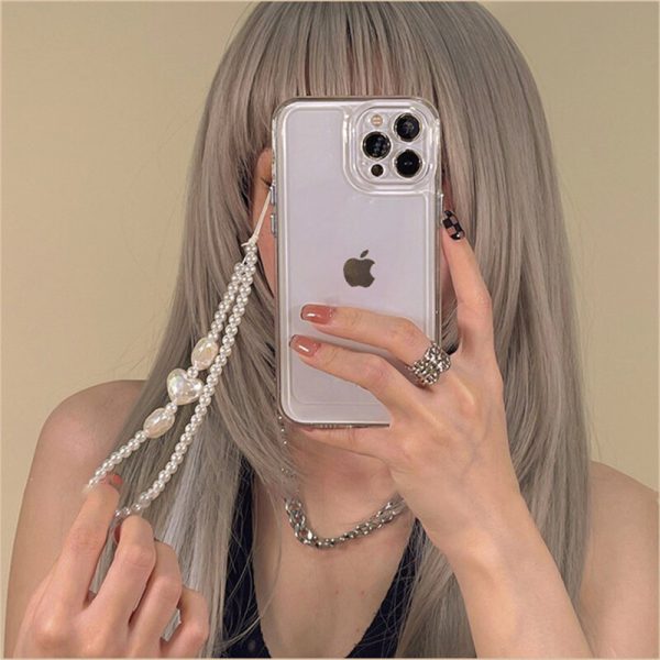 Clear iPhone Case With Pearl Strap