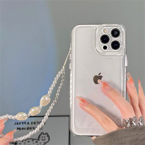 Clear iPhone 13 Pro Max Case With Pearl Strap