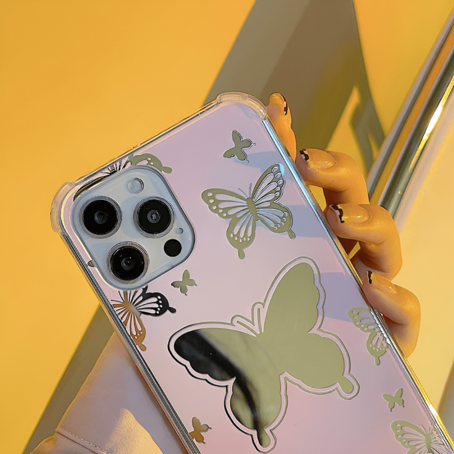 Pink Butterfly Mirror iPhone Case