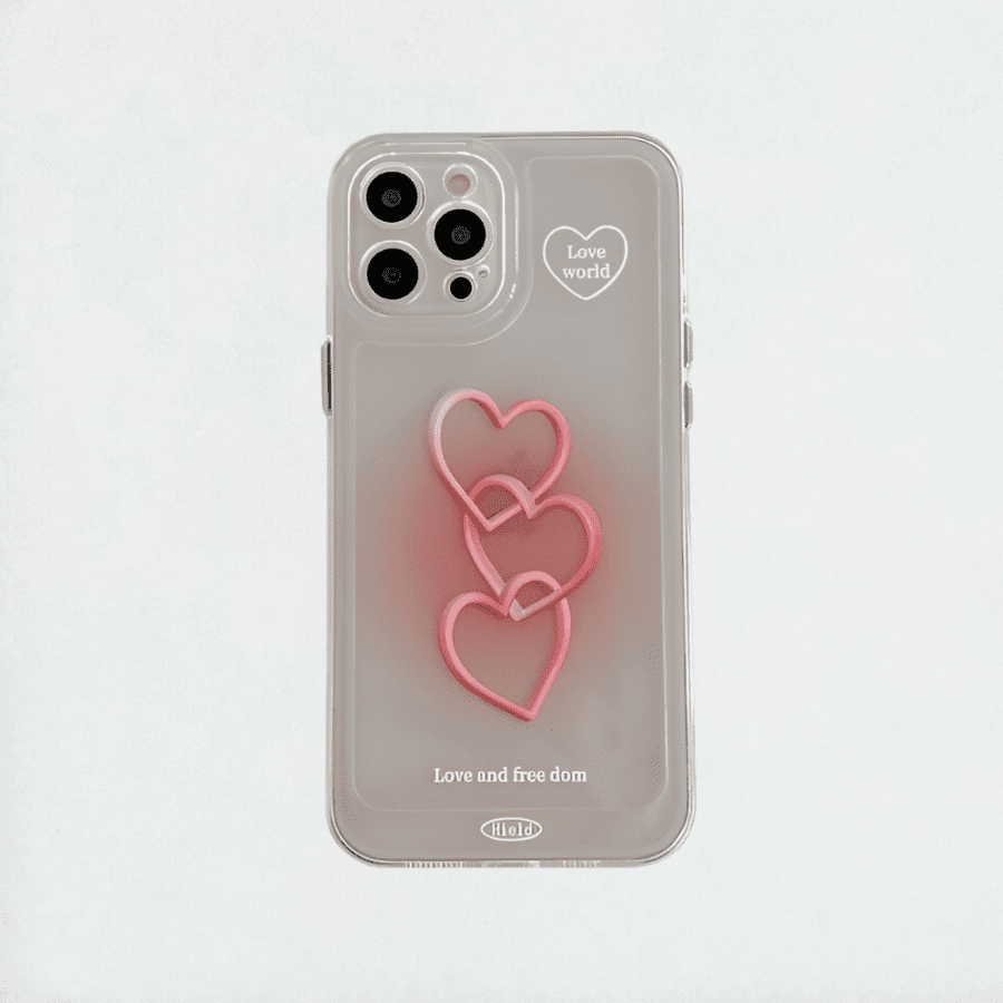 Clear Pink Heart iPhone Case