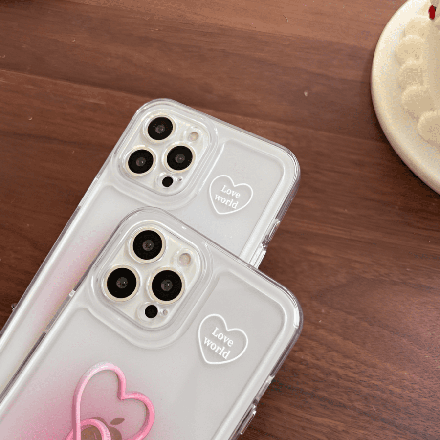 Clear Pink Heart iPhone Case