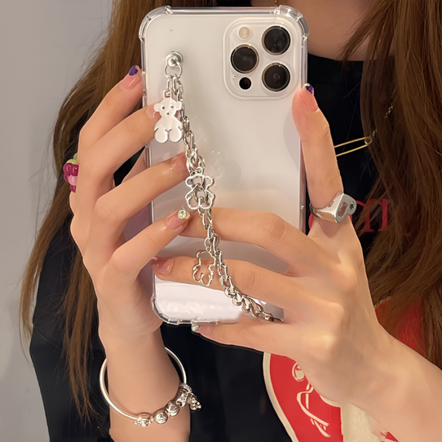 Clear iPhone 16 Pro Max Case with Silver Chain