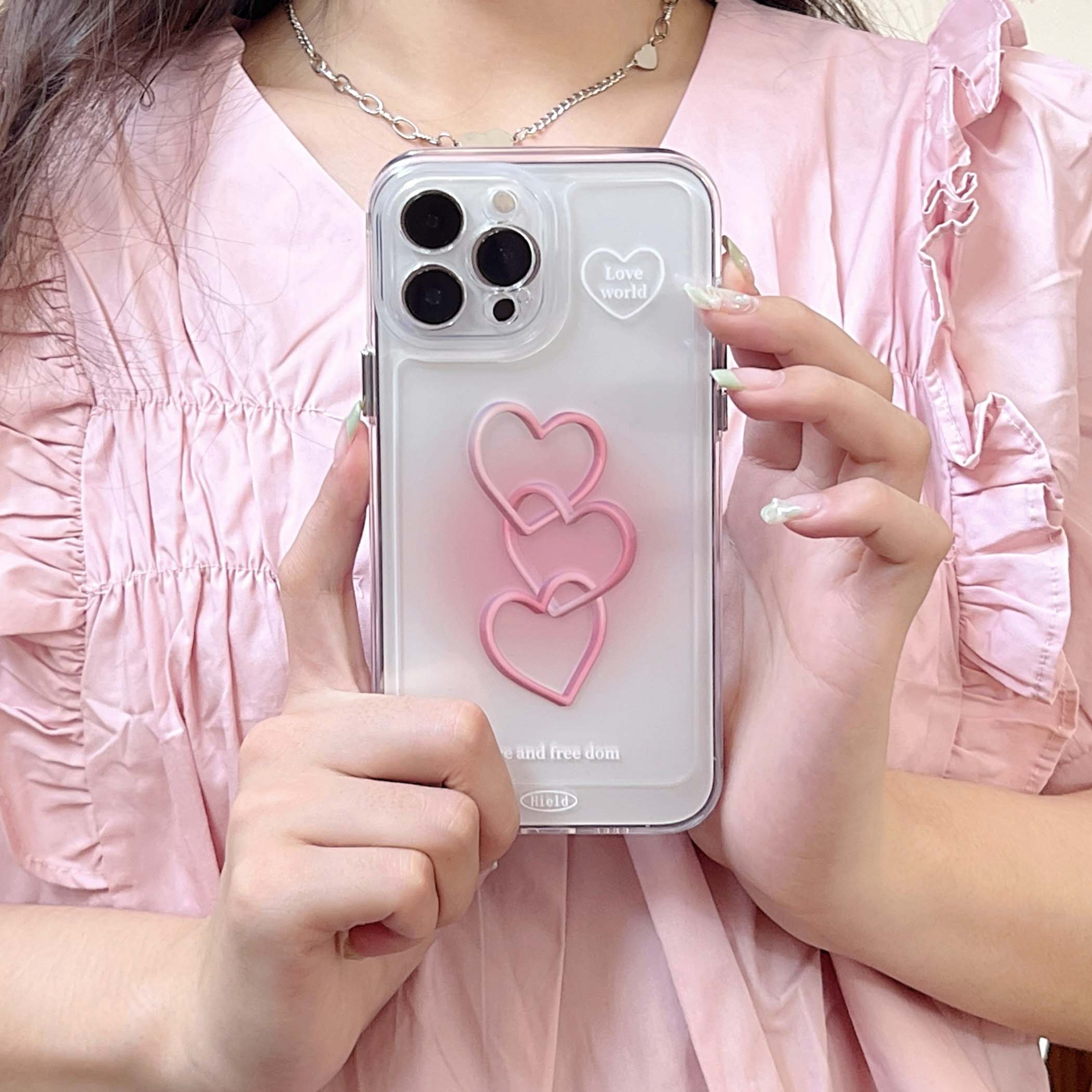 Pink Three Hearts iPhone Case