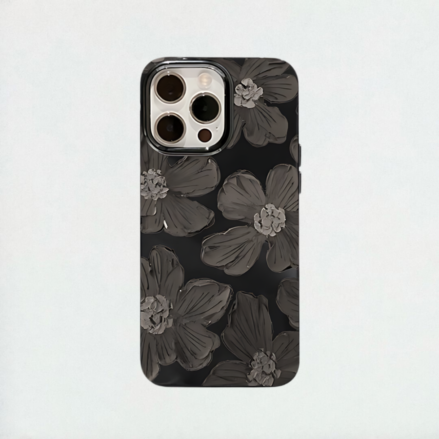 Black Flowers iPhone 14 Pro Max Case