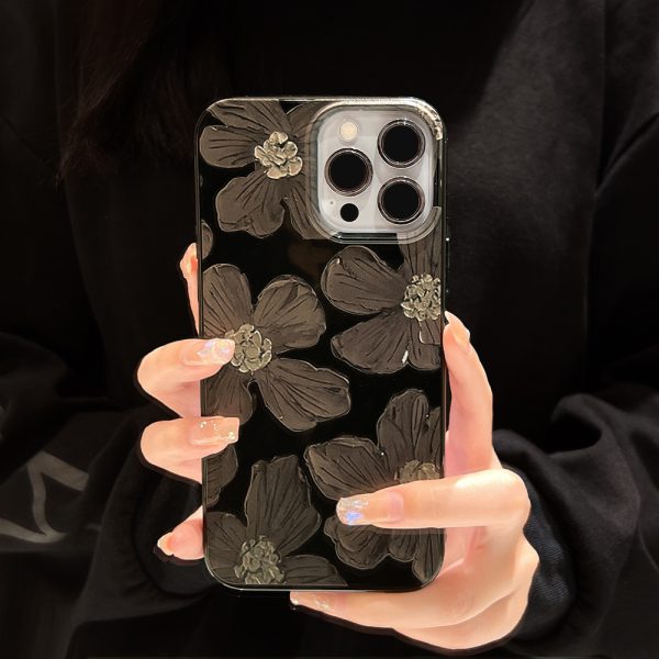 Black Flowers iPhone 14 Pro Max Case