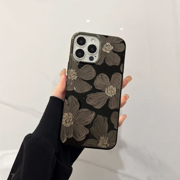 Black Flowers iPhone 13 Pro Max Case